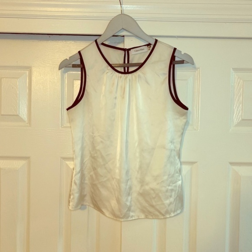 Calvin Klein White & Black Sleeveless Top Small